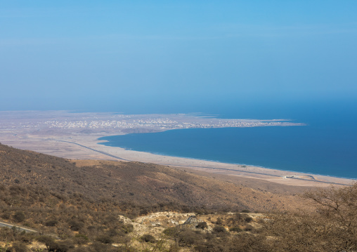 Mirbat seen from the moutains, Dhofar Governorate, Wadi Hinna, Oman