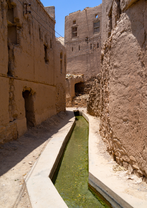 Falaj transporting water thru an old village, Ad Dakhiliyah ‍Governorate, Birkat Al Mouz, Oman