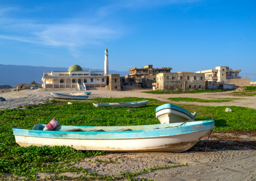 Fisherman boat in front of the old town, Dhofar Governorate, Mirbat, Oman