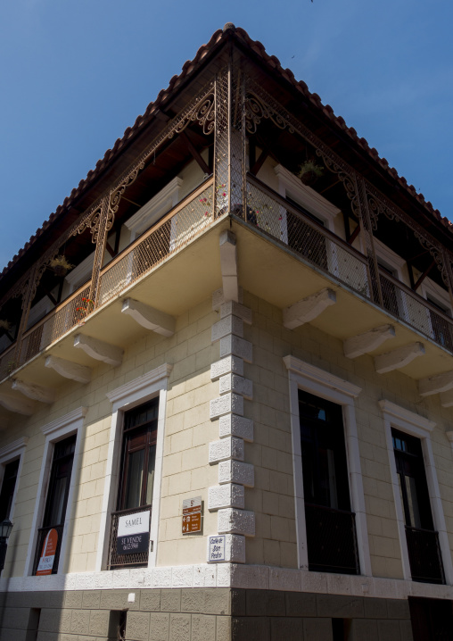 Panama, Province Of Panama, Panama City, Nice Facades And Balconies Of The Old District In Casco Viejo