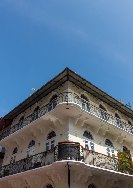 Panama, Province Of Panama, Panama City, Nice Facades And Balconies Of The Old District In Casco Viejo