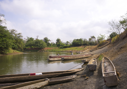 Panama, Darien Province, Filo Del Tallo, Boats On Río Chucunaque