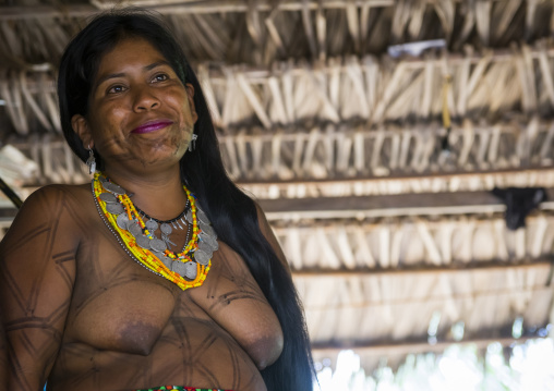 Panama, Darien Province, Bajo Chiquito, Woman Of The Native Indian Embera Tribe