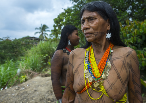 Panama, Darien Province, Bajo Chiquito, Women Of The Native Indian Embera Tribe