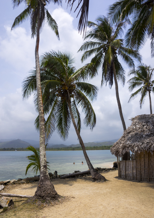 Panama, San Blas Islands, Mamitupu, Typical Kuna Homes In Kalu Obaki Lodge