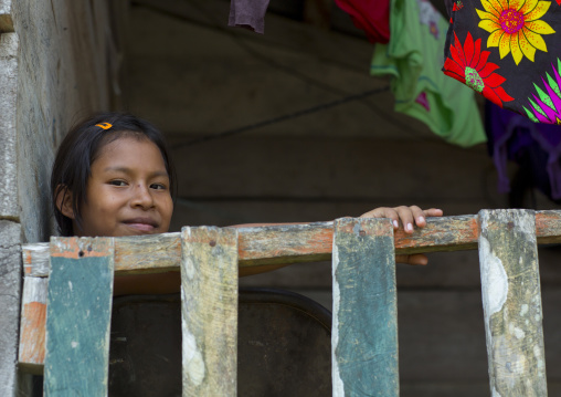 Panama, Darien Province, Puerta Lara, Wounaan Tribe Girl