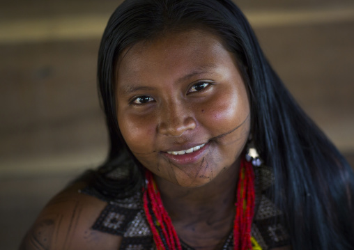 Panama, Darien Province, Bajo Chiquito, Woman Of The Native Indian Embera Tribe