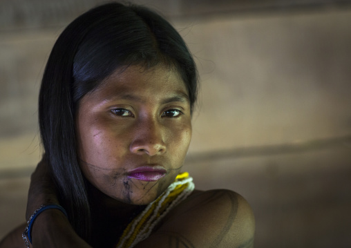 Panama, Darien Province, Bajo Chiquito, Woman Of The Native Indian Embera Tribe