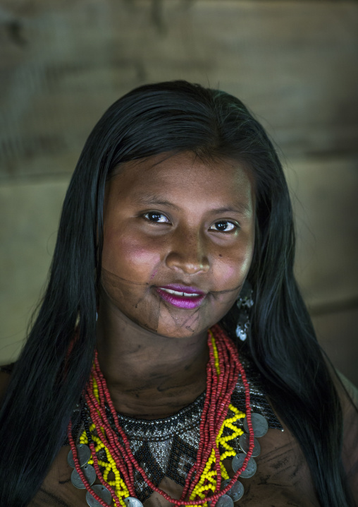 Panama, Darien Province, Bajo Chiquito, Woman Of The Native Indian Embera Tribe