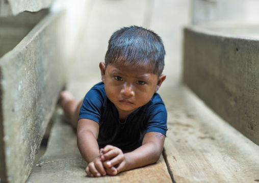 Panama, Darien Province, Bajo Chiquito, Embera Tribe Boy