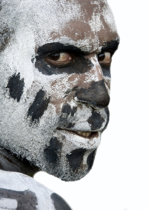 Portrait of a Skeleton tribe man during a sing-sing ceremony, Western Highlands Province, Mount Hagen, Papua New Guinea