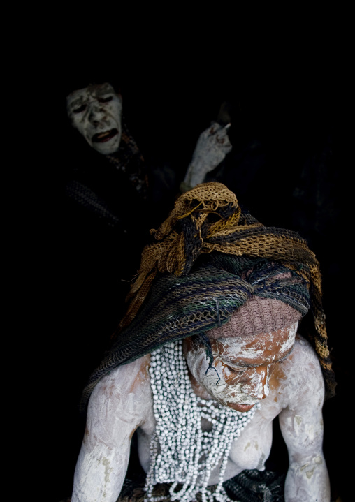 Mourning women with job tears necklaces, Western Highlands Province, Mount Hagen, Papua New Guinea