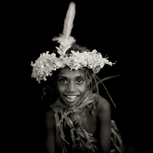 Portrait of a boy during a Malagan tatuana masks dance, New Ireland Province, Langania, Papua New Guinea