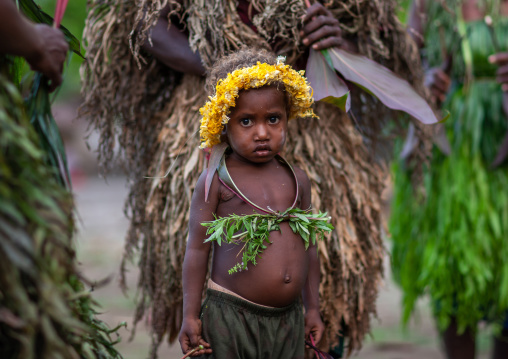 Portrait of a boy during Malagan tatuana masks dance, New Ireland Province, Langania, Papua New Guinea