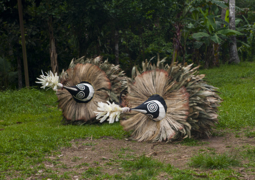 Duk duk giant masks during a Tubuan dance, East New Britain Province, Rabaul, Papua New Guinea