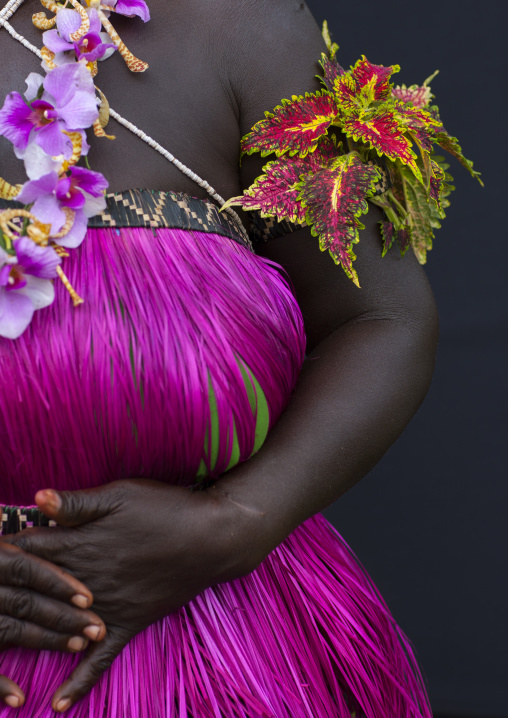 Portrait of a woman in traditional clothing, Autonomous Region of Bougainville, Bougainville, Papua New Guinea