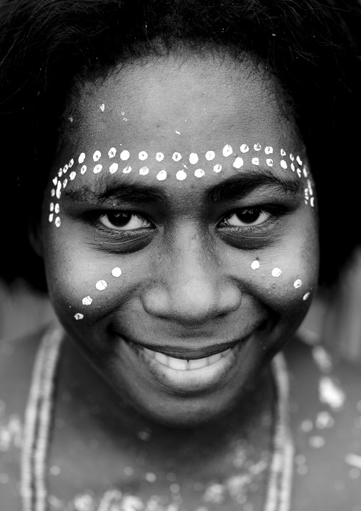 Portrait of a woman with a traditional makeup, Autonomous Region of Bougainville, Bougainville, Papua New Guinea