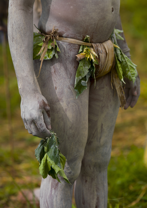 Mudman from Asaro during a sing-sing, Western Highlands Province, Mount Hagen, Papua New Guinea