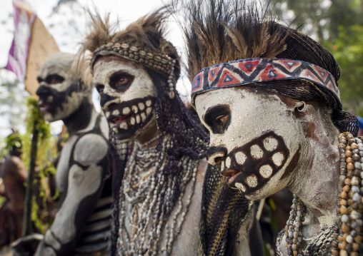 Skeleton tribe women during a sing sing, Western Highlands Province, Mount Hagen, Papua New Guinea