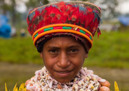 Highlander girl with traditional makeup during a sing-sing, Western Highlands Province, Mount Hagen, Papua New Guinea