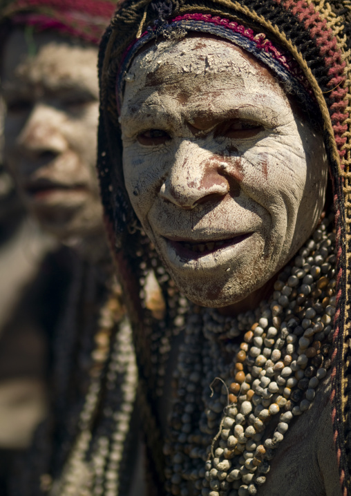 Mourning women with job tears necklaces, Western Highlands Province, Mount Hagen, Papua New Guinea