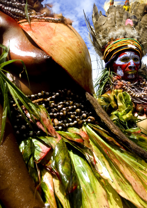 Melpa tribe women in traditional clothing during a sing-sing, Western Highlands Province, Mount Hagen, Papua New Guinea