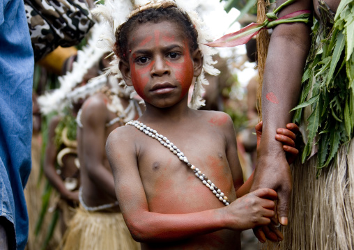 Highlander boy with traditional makeup during a sing-sing, Western Highlands Province, Mount Hagen, Papua New Guinea