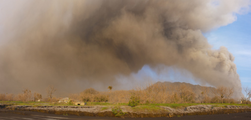 Volcanic eruption in Tavurvur volcano, East New Britain Province, Rabaul, Papua New Guinea