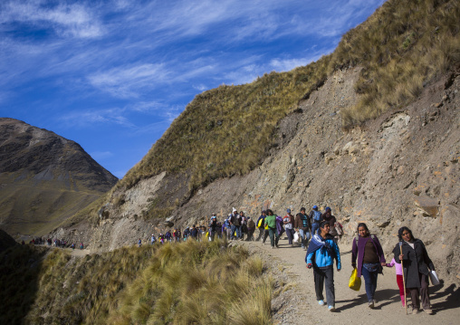 People Going To The Qoyllur Riti Festival In The Mountain, Ocongate Cuzco, Peru