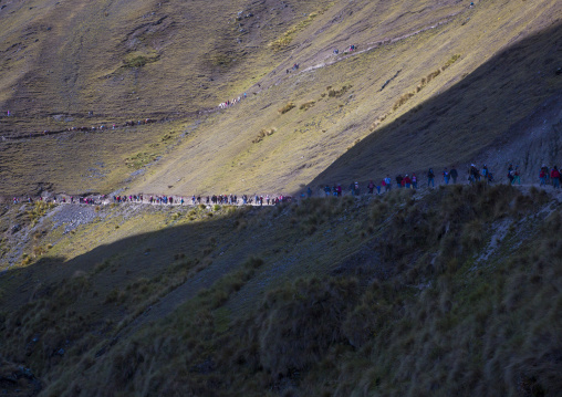 People Going To The Qoyllur Riti Festival In The Mountain, Ocongate Cuzco, Peru