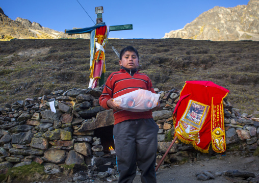 Child With A Toy Tractor Bought At Qoyllur Riti Festival, Ocongate Cuzco, Peru