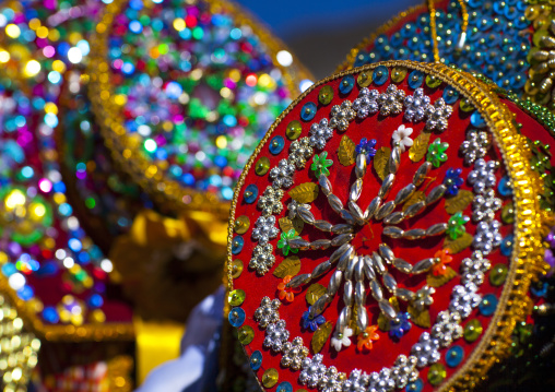 Women With Decorated Hats During Qoyllur Riti Festival, Ocongate Cuzco, Peru