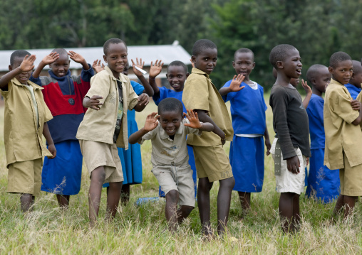 Rwandan pupils outside of a school, Lake Kivu, Gisenye, Rwanda