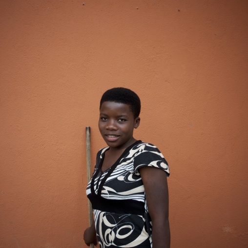 Rwandan woman with a broom, Western Province, Karongi, Rwanda