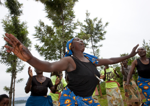 Rwandan women performing a traditional dance, Lake Kivu, Nkombo, Rwanda