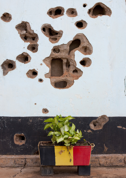 Bullets holes in camp kigali memorial site, Kigali Province, Kigali, Rwanda