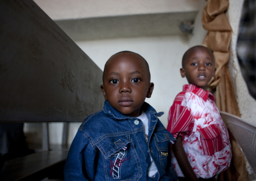 Rwandan children during a sunday mass in a church, Kigali Province, Kigali, Rwanda