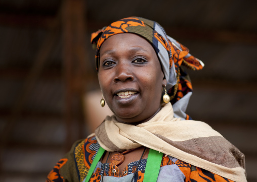 Rwandan woman in traditional clothing, Kigali Province, Kigali, Rwanda