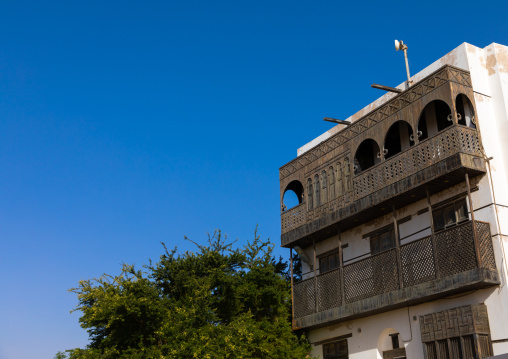 Renovated historic house with wooden mashrabiyas, Al Madinah Province, Yanbu, Saudi Arabia