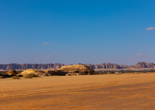 Rocky landscape of Madain Saleh, Al Madinah Province, Alula, Saudi Arabia