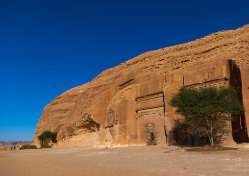 Nabataean tomb in al-Hijr archaeological site in Madain Saleh, Al Madinah Province, Alula, Saudi Arabia