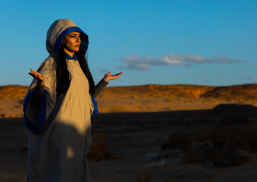 Saudi actor during an historical play in an open air theater in Madain Saleh, Al Madinah Province, Alula, Saudi Arabia