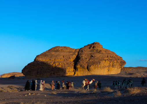 Saudi actors during an historical play in an open air theater in Madain Saleh, Al Madinah Province, Alula, Saudi Arabia