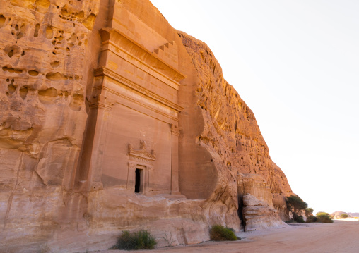 Nabataean tomb in al-Hijr archaeological site in Madain Saleh, Al Madinah Province, Alula, Saudi Arabia