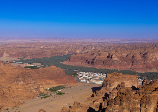 Oasis in the middle of the wadi al-Qura, Al Madinah Province, Alula, Saudi Arabia