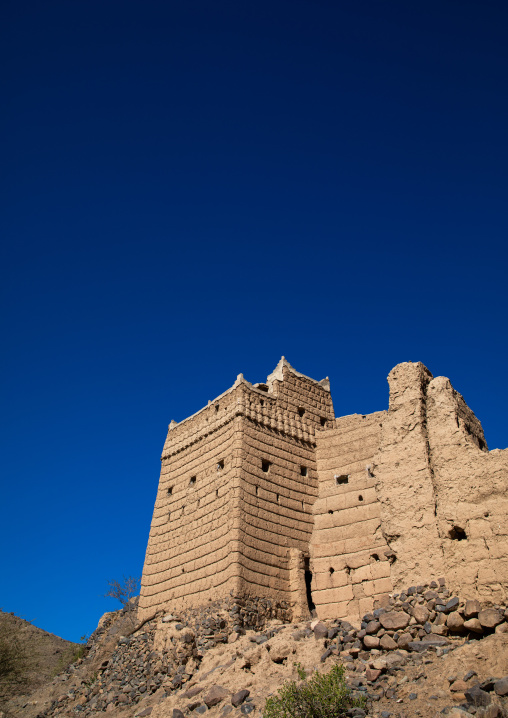 Traditional old multi-storey mud houses, Asir province, Dahran Aljanub, Saudi Arabia