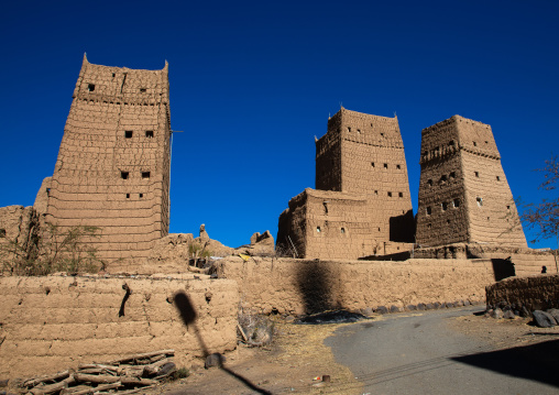 Traditional old multi-storey mud houses, Asir province, Dahran Aljanub, Saudi Arabia