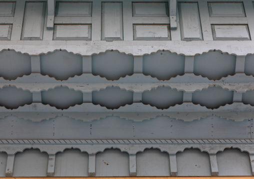 Detail of a wooden mashrabiya of an old house in al-Balad quarter, Mecca province, Jeddah, Saudi Arabia