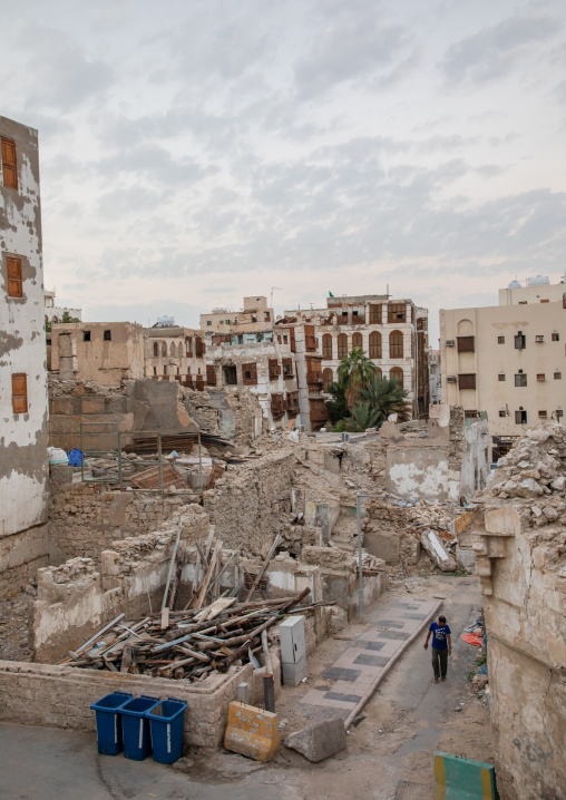 Restoration of an old house with wooden mashrabiyas in al-Balad quarter, Mecca province, Jeddah, Saudi Arabia