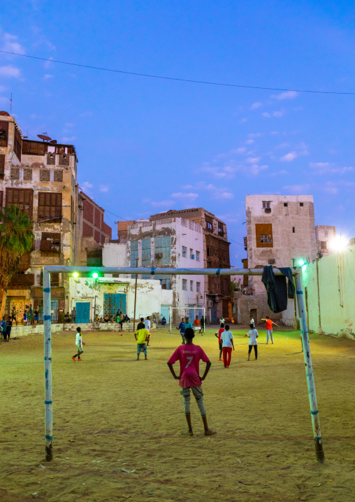 Old houses with wooden mashrabiyas in al-Balad quarter, Mecca province, Jeddah, Saudi Arabia